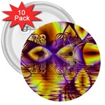 Golden Violet Crystal Palace, Abstract Cosmic Explosion 3  Button (10 pack)