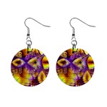 Golden Violet Crystal Palace, Abstract Cosmic Explosion Mini Button Earrings