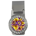 Golden Violet Crystal Palace, Abstract Cosmic Explosion Money Clip (CZ)