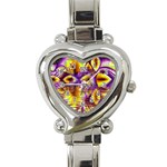 Golden Violet Crystal Palace, Abstract Cosmic Explosion Heart Italian Charm Watch 