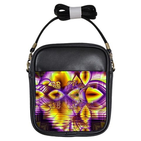 Golden Violet Crystal Palace, Abstract Cosmic Explosion Girl s Sling Bag from UrbanLoad.com Front