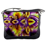 Golden Violet Crystal Palace, Abstract Cosmic Explosion Messenger Bag