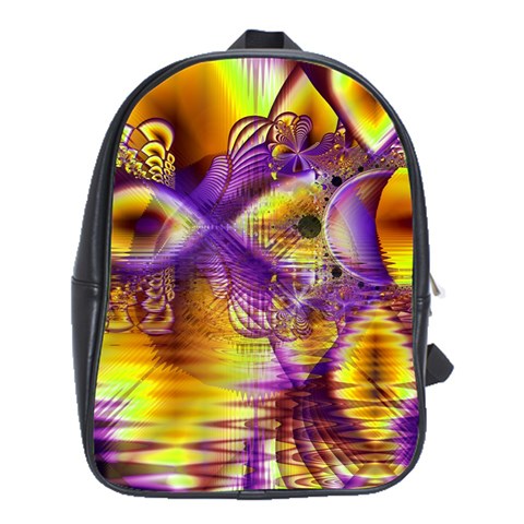 Golden Violet Crystal Palace, Abstract Cosmic Explosion School Bag (XL) from UrbanLoad.com Front