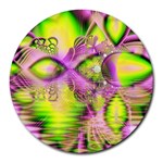 Raspberry Lime Mystical Magical Lake, Abstract  8  Mouse Pad (Round)