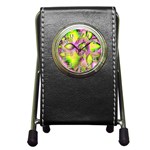 Raspberry Lime Mystical Magical Lake, Abstract  Stationery Holder Clock