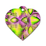 Raspberry Lime Mystical Magical Lake, Abstract  Dog Tag Heart (Two Sided)