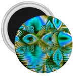 Crystal Gold Peacock, Abstract Mystical Lake 3  Button Magnet