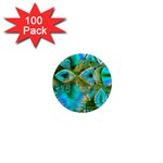 Crystal Gold Peacock, Abstract Mystical Lake 1  Mini Button Magnet (100 pack)