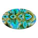 Crystal Gold Peacock, Abstract Mystical Lake Magnet (Oval)