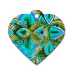 Crystal Gold Peacock, Abstract Mystical Lake Dog Tag Heart (One Sided) 