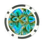Crystal Gold Peacock, Abstract Mystical Lake Poker Chip