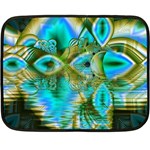 Crystal Gold Peacock, Abstract Mystical Lake Mini Fleece Blanket (Two Sided)