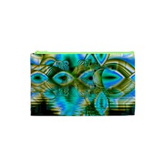 Crystal Gold Peacock, Abstract Mystical Lake Cosmetic Bag (Small) from UrbanLoad.com Front