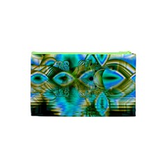 Crystal Gold Peacock, Abstract Mystical Lake Cosmetic Bag (Small) from UrbanLoad.com Back