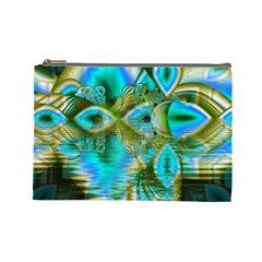Crystal Gold Peacock, Abstract Mystical Lake Cosmetic Bag (Large) from UrbanLoad.com Front