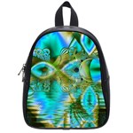 Crystal Gold Peacock, Abstract Mystical Lake School Bag (Small)
