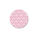 White On Soft Pink Damask Golf Ball Marker