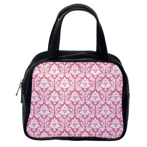 White On Soft Pink Damask Classic Handbag (One Side) from UrbanLoad.com Front