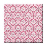 White On Soft Pink Damask Face Towel