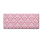 White On Soft Pink Damask Hand Towel