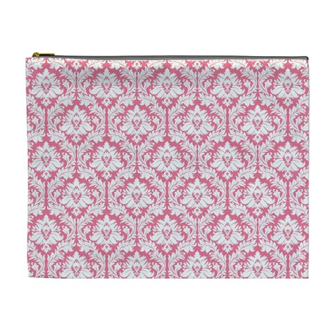 soft Pink Damask Pattern Cosmetic Bag (XL) from UrbanLoad.com Front