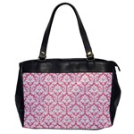 White On Soft Pink Damask Oversize Office Handbag (One Side)