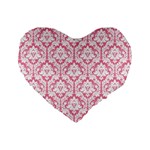soft Pink Damask Pattern Standard 16  Premium Heart Shape Cushion 