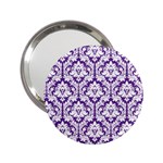 White on Purple Damask Handbag Mirror (2.25 )