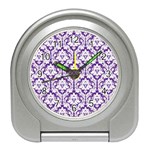 White on Purple Damask Desk Alarm Clock