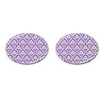 White on Purple Damask Cufflinks (Oval)