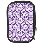 White on Purple Damask Compact Camera Leather Case