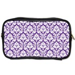 White on Purple Damask Travel Toiletry Bag (One Side)
