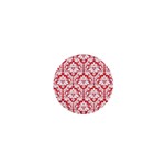 White On Red Damask 1  Mini Button Magnet