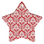 White On Red Damask Star Ornament