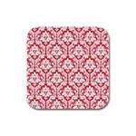 White On Red Damask Drink Coasters 4 Pack (Square)