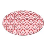 White On Red Damask Magnet (Oval)