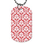 White On Red Damask Dog Tag (Two-sided) 