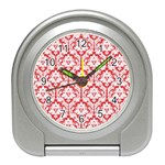 White On Red Damask Desk Alarm Clock