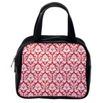 White On Red Damask Classic Handbag (One Side)