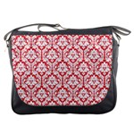 Poppy Red Damask Pattern Messenger Bag