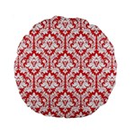 Poppy Red Damask Pattern Standard 15  Premium Round Cushion 