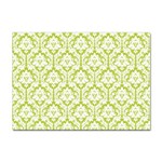White On Spring Green Damask A4 Sticker 100 Pack