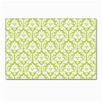 White On Spring Green Damask Postcards 5  x 7  (10 Pack)