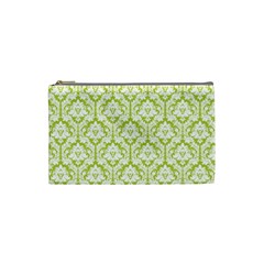 Spring Green Damask Pattern Cosmetic Bag (Small) from UrbanLoad.com Front