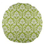 Spring Green Damask Pattern Large 18  Premium Round Cushion 