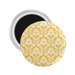 White On Sunny Yellow Damask 2.25  Button Magnet
