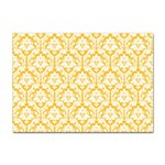 White On Sunny Yellow Damask A4 Sticker 10 Pack