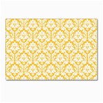 White On Sunny Yellow Damask Postcards 5  x 7  (10 Pack)