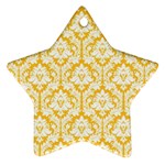 White On Sunny Yellow Damask Star Ornament (Two Sides)