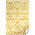 White On Sunny Yellow Damask Canvas 12  x 18  (Unframed)